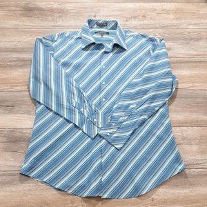 D'amante 2XL Mens Long Sleeve Dress Shirt 18.5" 34/35 Burlington Coat Stripe